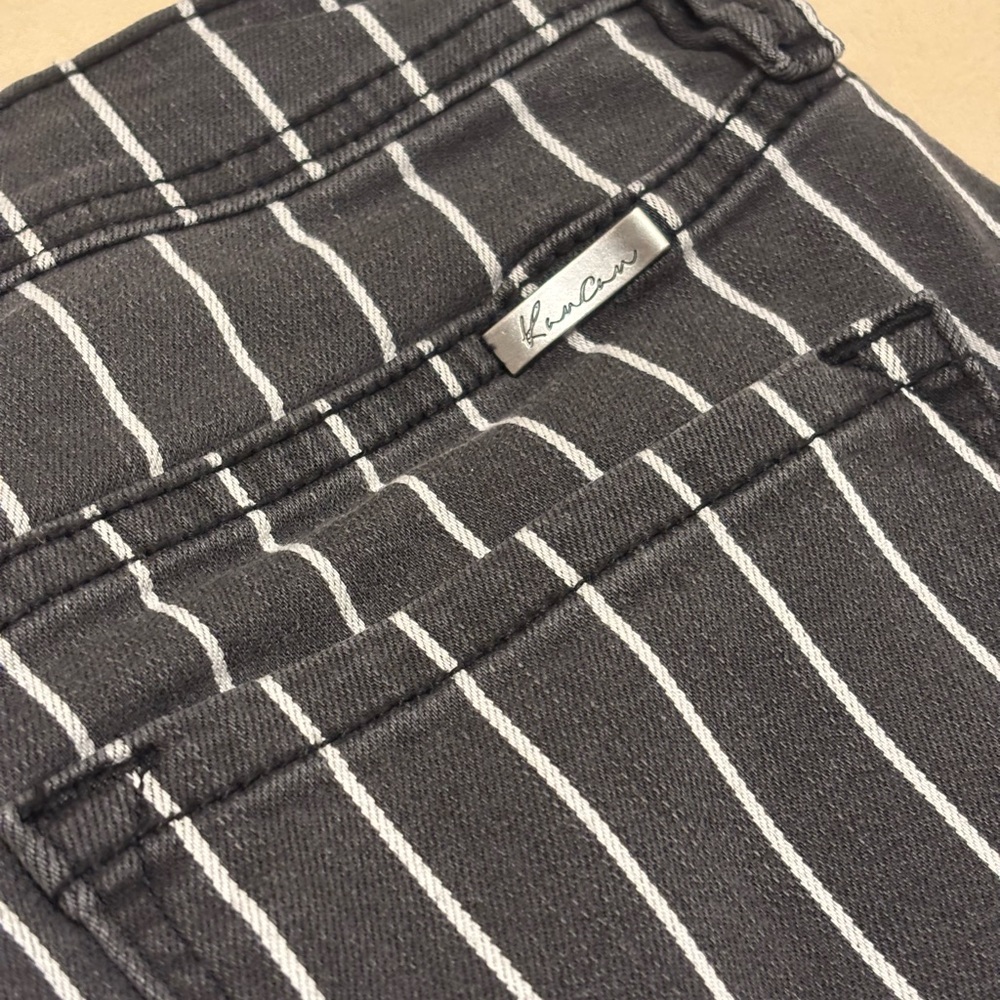 Kancan Pinstripe Flare Denim Jeans - Picture 6 of 10